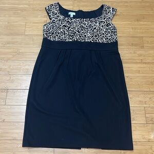 Dress Barn Women's 14 Black Pleat Waist Slinky Knit Sleeveless Dress